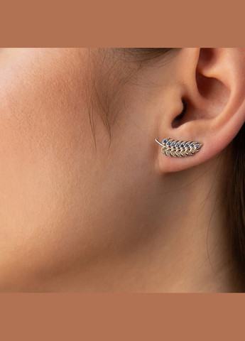 Серебряные серьги - клаймберы Колоски пшеницы (синие и желтые фианиты) OR132790 Oniks (266790559)