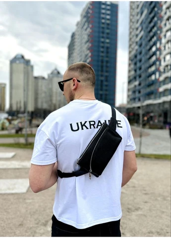 Сумка бананка чоловіча шкіряна поясна крос-боді чорна Tiding Bag (394178082)