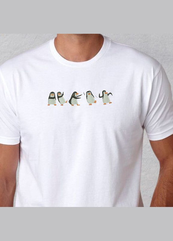 Біла футболка з вишивкою пінгвінів 01-1 чоловіча (751330-14-4) No Brand