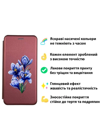Чехол-книжка с 3D принтом крокусов для телефона Galaxy Note 10 Lite (SM-N770) из екокожи с подставкой и магнитом бордовая gd2 Samsung (366236086)