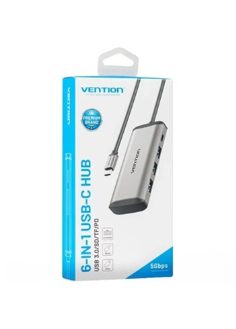 Хаб USB 3.1 Type-C -> 3хUSB 3.0/TF/SD/PD 87W 6-in-1 Vention (315502551)