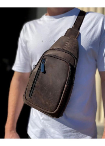 Чоловічий слінг зі шкіри 17х30х6, крейзі хорс для телефону 6349 коричневий No Brand (365958705)