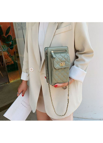 Жіноча міні сумочка клатч стьобана із екошкіри зелена маленька сумка для дівчат модний гаманець-клатч ProDobro (363221382)