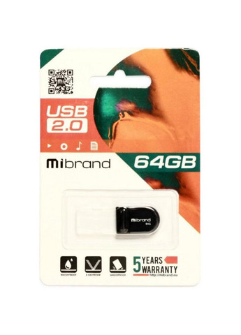 USB флеш накопичувач (MI2.0/SC64M3B) Mibrand 64gb scorpio black usb 2.0 (268142398)