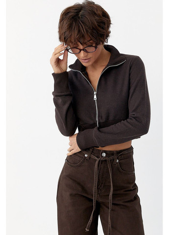 Короткий кардиган на блискавці з коміром-стійкою Lurex (369327179)