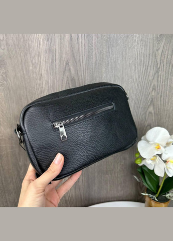 Маленькая женская кожаная сумочка клатч на плечо с молнией черная (sku_1595Ч) No Brand (330575743)