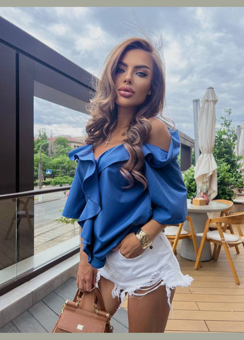 Синяя классическая рубашка однотонная DK/DL Мода без кордонів