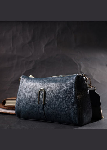 Жіноча практична кроссбоді через плече з натуральної шкіри синя 22287 Vintage (329196794)