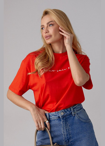 Червона літня трикотажні футболки з рукописним написом - червоний Lurex