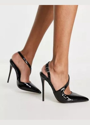 Босоніжки Asos plaza asymetric slingback high heeled shoes in black (291162822)
