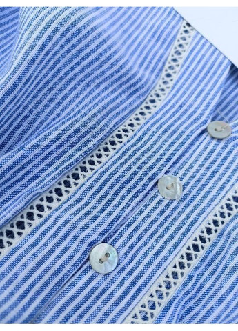 Блакитна коротка смугаста сукня з мережкою Zara