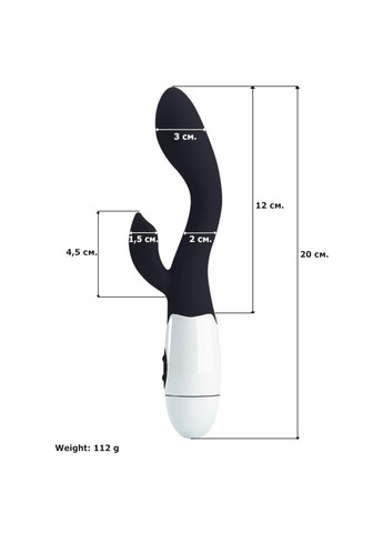 Вибратор Кролик Rabbit двойной для вагинально-клиторальной стимуляции, Аккумулятор, Черного цвета No Brand (332769625)