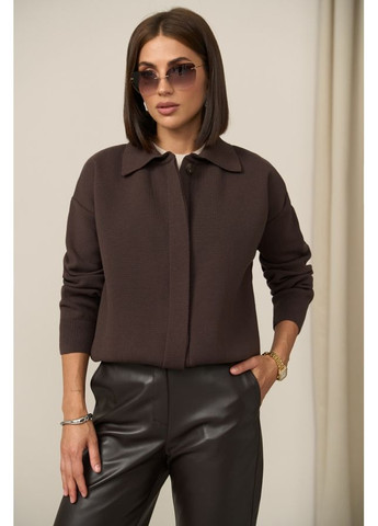Коричневый женский жакет с модалом и шелком на скрытых пуговицах (2889) Triko Bakh - демисезонный