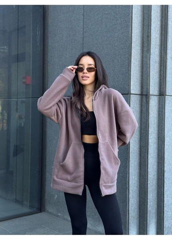 Кофта зіпка оверсайз з капюшоном на блискавці,Турецький фліс Полар Україна (364314184)