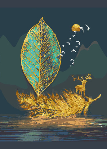 Картина по номерам КомплектЗеленые и золотые листья, краска с метал. эфектом rb-0796 rb-0797 rb-0798 Riviera Blanca (335858631)