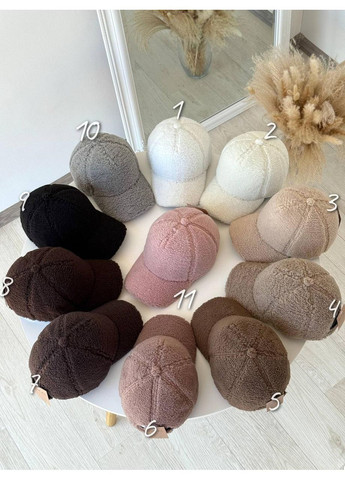 Теплая бейсболка тедди, Меховая бейсболка тедди, теплая кепка Тедди барашек с ушками No Brand (368669508)