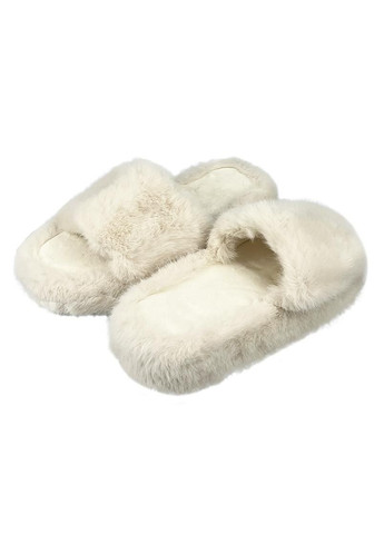 Жіночі домашні капці хутряні на платформі білі 8043-1 Jomix (301007387)