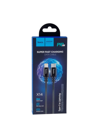 Кабель Type-C to iP 3A, 20W, 2m, nylon, aluminum connectors, (6931474752208) Hoco X14 (372676501)