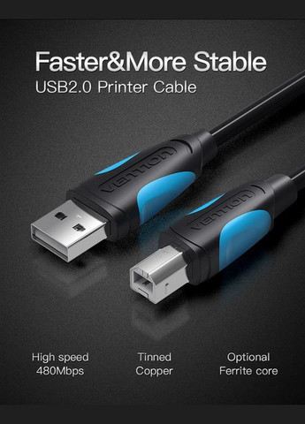 Кабель USB-принтера Type-B (M/M), 1 м, Black (VAS-A16-B100) Vention (336958446)