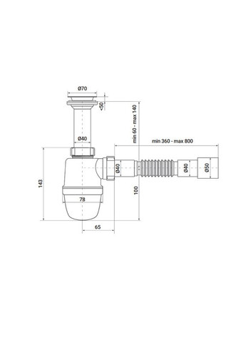 Сифон для раковини SU-02-A з ревізією (Колір білий) 1 1/2'' (ZX4948) Zerix (315337029)