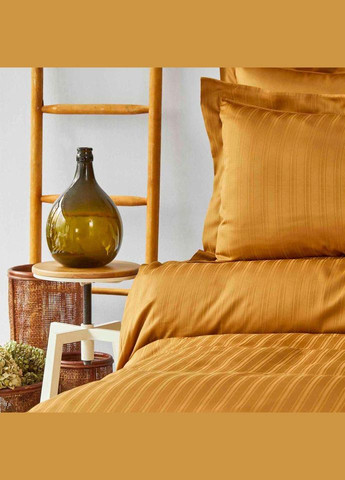 Комплект постельного белья сатин Charm bold hardal горчичный полуторное Karaca Home (285778530)