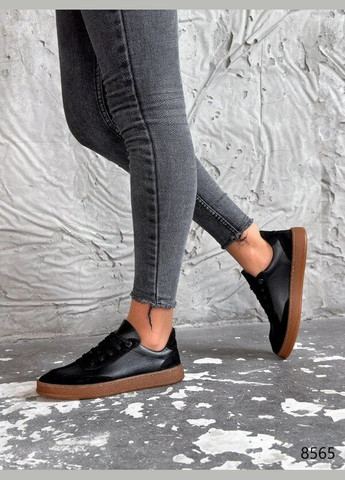 Черные кеды женские черные, натуральная кожа Mermaid Lilit