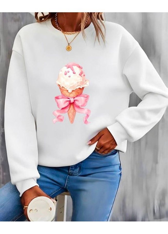 Белый свитшот на флисе Fashion (352530574)