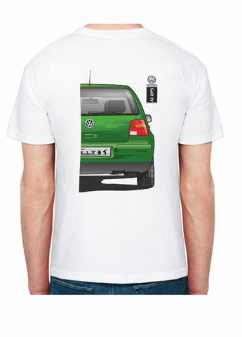 Белая футболка мужская с принтом volkswagen golf iv fr 507304 белая Avtolife