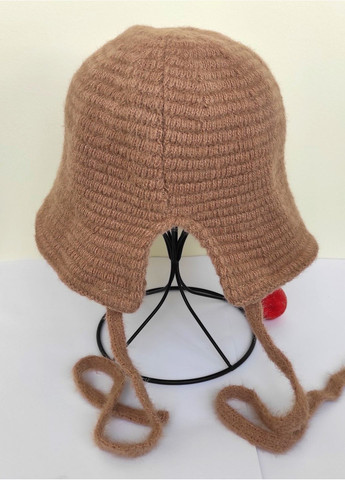 Жіночий Зимовий Капелюх Капор В'язана Тепла Шапка Капор на Зав'язках з М'якої Пряжі Модний Головний Убір на Зиму 2025 No Brand в'язана шапка капор з зав'язками (366453906)