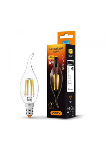 Лампа Filament VLC37Ft-06144 6 Вт E14 4100 K Прозора (25796) Videx (284106766)