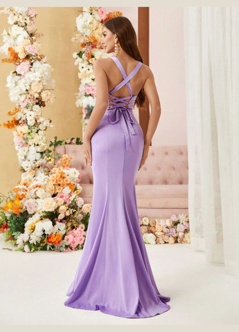 Лиловое вечернее платье SHEIN однотонное