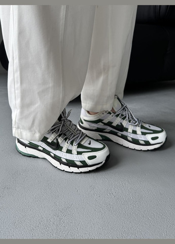 Зелені Осінні кросівки чоловічі і жіночі nike p-6000 white green black | найк р-6000 зелені No Brand