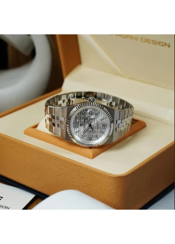 Чоловічі наручні годинники Pagani Design PD-YS027 механічні сріблясті No Brand (400975052)