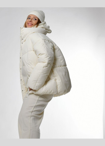 Молочная зимняя короткий женский пуховик в спортивном стиле X-Woyz