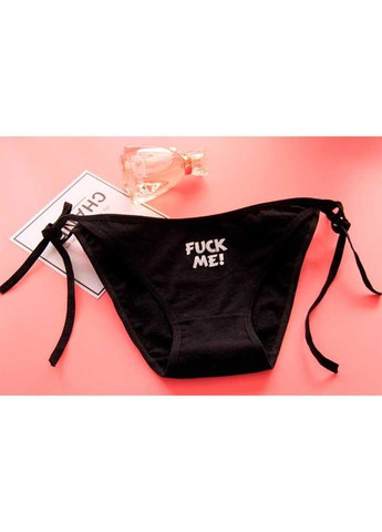 Комбинированный демисезонный женские трусики на завязках "fuck me" - черный эротическое бельё -