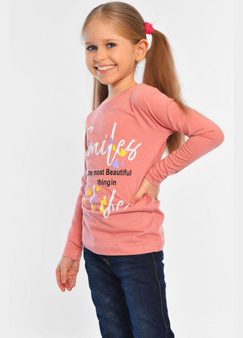 Пудровый демисезонный кэжуал лонгслив Let's Shop с рисунком