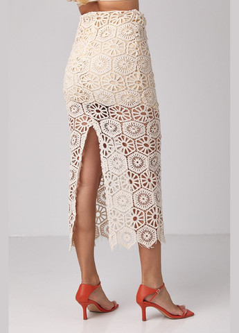 Ажурна спідниця міді з розрізом кремовий колір L (sku_03011) No Brand (315796936)