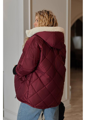 Бордовая зимняя роскошная женская стеганная куртка Sofia 1611