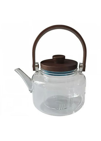 Заварник скляний для чаю 0.8 л Заварний чайник для заварювання з дерев'яною ручкою прозорий HP-34-38 Yiwu (369142682)
