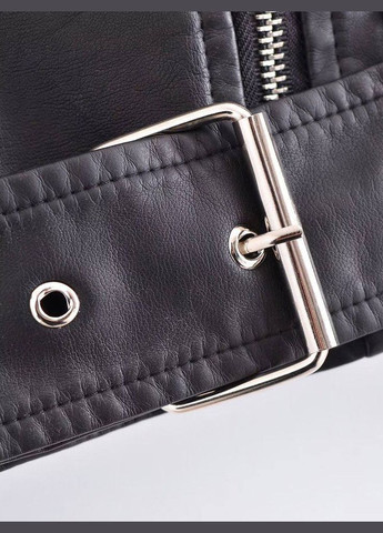 Чорна укорочена куртка з поясом Fashion