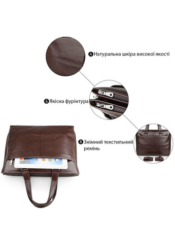 Сумка для ноутбука 35.5*28*7.5 см коричневая 14399 Vintage (362417841)