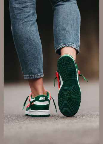 Зеленые кроссовки унисекс Nike Dunk Low x Off-White