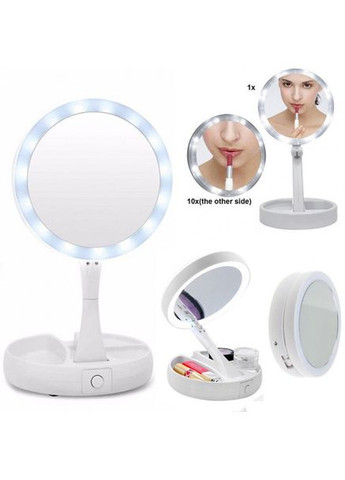 Дзеркало з підсвічуванням 2 в 1 кругле My Fold AWAY два варіанти з різних боків 1х та збільшення 10х Good Idea (315725126)