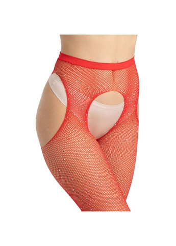 Червоний демісезонний еротичні колготки з відкритими стегнами червоного кольору зі стразами імітація панчіх з поясом one size No Brand