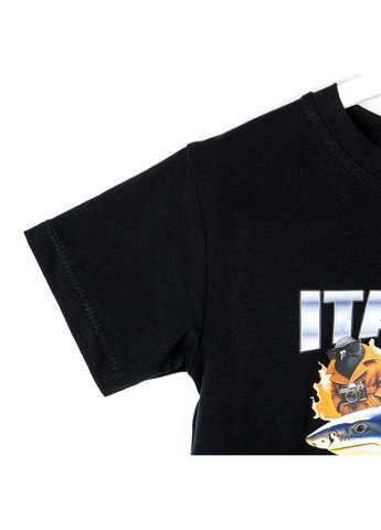 Черная демисезонная футболка dexter`s для детей с принтом italian brainrot dexter's