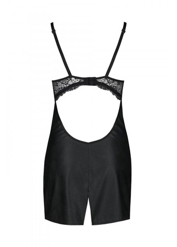 Бэби-долл из эко-кожи и кружева Loona Chemise black – Passion (297394305)