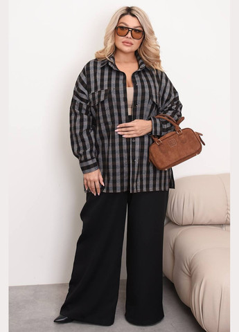 Серая повседневный рубашка в клетку Garna с длинным рукавом