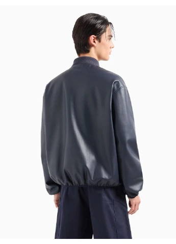 Темно-синя демісезонна шкіряна куртка 8530797 wh4203 Armani Exchange