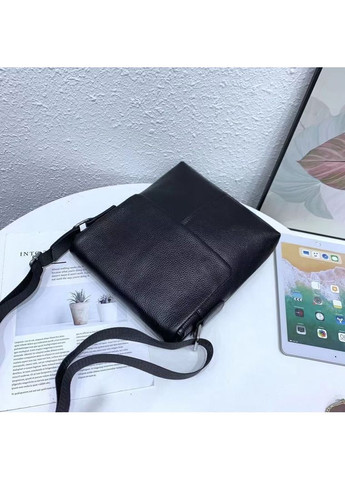 Шкіряна сумка чоловіча через плече 21х23х5.5, м'яка барсетка для гаджетів 12977 чорна Tiding Bag (341309403)