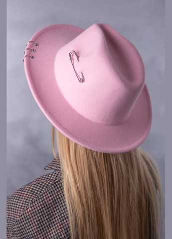 Капелюх Федора з кільцями і шпилькою унісекс рожевий No Brand (285766651)